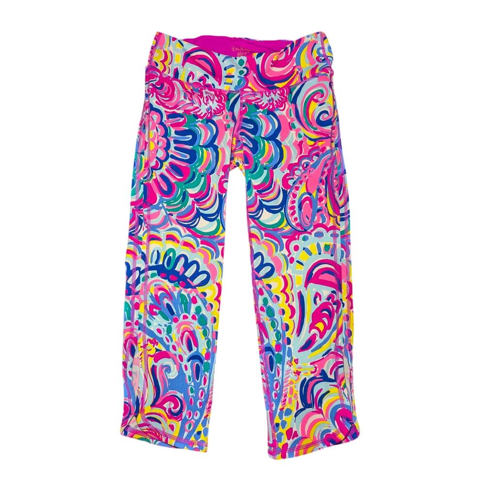 Lilly Pulitzer Luxletic Weekender Crop Leggings Small Psychedelic Sunshine EUC